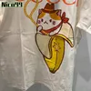 ccci x bananya luxury banana3頭の子猫の漫画の手紙プリント丸い首の綿汎用ファッションスリムカジュアル汎用男性女性夏半袖