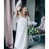 Country Style Summer A Dress Line Chiffon Wedding Sheer Neck Long Sleeve Lace Appliqued Sequins Illusion Bridal Jurys Ppliqued