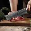 Cuchillos damasco acero chef japonés cuchillo de cuchilla afilada cuchillos de cocina cucharadas carne carnicero cortador de vegetales mango de madera