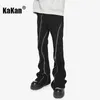 Kakan European et American Hip-Hop Zipper Split Split Jeans for Men High Street Split Légèrement évasé Pantalon pour hommes de jambe large K27-06 240506