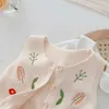 Waistcoat koreansk stil vår baby flicka väst stickning runt krage ärmlös aprikos broderi tröja ullkläder H240507