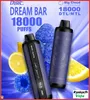 DBR Dream Bar 18K pro Max jednorazowe 18K Puffs E-papieros Cewka Mesh DTL Vape Smart Screen 0% 2% 3% 5% PIT PIT PIT PIT 15 PEN 15 Smaki Wybierz E-shisha vs Al Flakher 8000