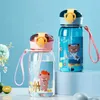Cups Dishes Utensils Childrens water cup with straw cartoon leak proof water bottle outdoor portable beverage bottle childrens cute cupL2405