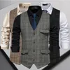 Herrvästar vintage kostym väst brittisk stil plus storlek topp