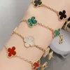 Allinone classic bracelet for party travel High gold four leaf five flower women 18K rose luxury lucky Valentine's Day with common cleefly