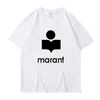 Marant Brand Designer Tees Isabel Marant T-shirt Mens Women Tshirt New Fashion Letter SQUIN Printing Straight Tube décontracté Pullover Sports Top Marant Tshirt