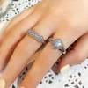 Choucong Brand Top Sell trouwringen Luxe sieraden 925 Sterling Silver Round Cut White Topaz CZ Diamond Gemstones Party Dames paar Bridal Ring Set cadeau