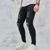 Men's Jeans High strt Men Ripped Skinny Biker Jeans Trousers For Mens Stylish Distressed Beggar Stretch Slim Male Pencil Denim Pants Y240507