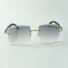 Neueste Stil High-End-Designer Sonnenbrille 3524022 Hochwertige Schneidlinse natürliche schwarze Holzschlempel Gläser Größe: 58-18-135 mm