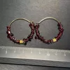 Boucles d'oreilles cerceaux Heyya Stone Vintage Natural Garnet Simple Classic Round Circle Gemstone Jewelry Handmade 14k Gold Exclusive