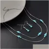 Colliers de pendentif Brand Niveau de bijoux turquoise vintage Collier Blue Bragine de boucle Set Drop Livraison Pendentite Dhtho
