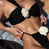 2024 Nieuwe stijl Bikini Beach Swimsuit Bloem Witte One Shoulder Dames Split sexy zwempak