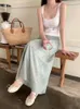 Signe Stampa floreale Elegante gonna lunga dolce per donne 2024 Fashion A-Line High Waist Double Layer French Romantic Summe