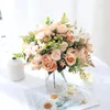 Fleurs décoratives 32 cm Silk Rose Hortensea Peony Flower Simulation bouquet de mariage décoration maison faux décor