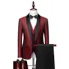 Men's Suits Blazers Mens Luxury Gold Jacquard Set 2-piece Business Banquet Party Dress 2023 New Wedding Q240507