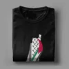 Herr t-shirts palestinska keffiyeh palestina karta mens vintage 100% bomull t-shirt rund hals kortärmad silver presentkläder H240506