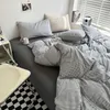Bedding sets Japanese Lattice Duvet Cover Set with Sheet Pillowcases No Filling Warm Solid Color Bed Linen Full Queen Size Home Bedding Set J240507