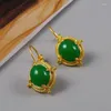 Dangle Earrings Exquisite Golden Leverback Fashion Jewelry Green Stone Birthstone Bride Princess Wedding Engagement Earring