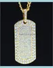 Herren Schmuck Weinrebe gefüllt vereisen Strass Gold Farbe Charme Quadrathunde Halskette mit kubanischer Kette Hip Hop Bam2h Halsketten BZT9N4512454