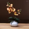 Vases Modern Ceramic Vase Fake Phalaenopsis Flower Arrangement Office Store Furnishing Crafts Home Livingroom Table Decor