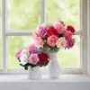 Dekorative Blumen künstliche rosa Rosenstrauß Blume Hochzeit Brautprographie Requisiten Hausgartendekoration Simulation Seide