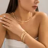 Orecchini di collana set salircone in metallo minimalista collare liscio Dichiarazione di moda femminile girocollo elegante gioiello da sposa da sposa