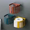 1 Non Perforated Toilet Paper Holders Storage Rack Red Blue Yellow Plastic Tissue Box Hollowing Out Toilet Paper Roll Wall Mounted