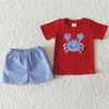 Vêtements Ensembles de mode d'été Style Red Top Crab Decal Polka Pothe Shorts Bébé garçons pour enfants Toddler