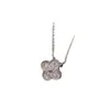 Fashion 925 Sterling Silver Van Clover Necklace مطلية مع 18K الذهب الكامل الماس Lucky Grass Stain