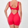 Women's Jumpsuits Rompers Summer Sexy Hollow Scrunch Short Jumpsuit Push Up Unitard Gym Playsuit Women Romper One Piece Sport Outfit Set Overalls T240507