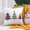 Kussen/decoratief kerstpatchwork geborduurd kussenomslag rood groen merrychristmas kast fluweel huisdecoratie decoratief kussen voor bank