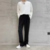 Męskie spodnie 2024 Spring Korean Style Spersonalizowany prosty projekt dla męskich luźnych niebieskich spodni rozmiar M-xl J240507