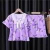 Pyjama Melody Childrens Pyjamas kurzärmeliges Mädchen Kurzarm Shorts Kuromi Little Girl Familie Kleidung Sommer Kleidung 2405