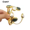 Bangle WT-B622 WKT Nouveau design Fashion 18K True Gold Plated Double Stone ACC Pearl Cuff Bracelet For Wedding Daily Competition Bijoux Q240506