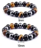 Bracelet en pierre naturel Tiger Eye Protection Triple Protection Hématite Black Obsidian Health Energy For Men Women Cadeaux Stronrs perles4796961