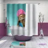 Rideaux caricatures rideau de douche de chat animal baignier de bain de bain baignoire tapis de tapis de bain imperméable