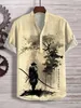 Herrpolos New Wave Print V-ringning Kort ärmskjorta Valutar Trading Fashion Casual Loose T-Shirt Bambu Linen Shirt Topl2405