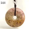 Pendant Necklaces 40 Mm Natural Coral Stone Chrysanthemum Reiki Healing DIY Retro Necklace Earrings Jewelry Accessories Gift Making BF648