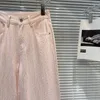 女子ジーンズ2024夏のファッションパーソナライズされたガールズフルボディハイウエストスリムエレガントストレート女性のためのラインストーンパンツ