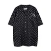 Modieuze rhuder -ontwerper shirts Amerikaans casual volledig print shirt met geborduurde letters losse revers voor heren coole trendy kleding