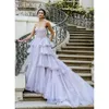 Sukienki warstwowe efektowne ukochane A-line tiulowy tiul w górę bez pleców sukienkę sądową Drapper Drapp