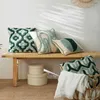 Cushion/Decorative Lake Green Handmade Geometric Embroidery Cushion Case Tassels Home Decor Case 45x45cmCase Sham