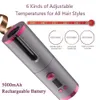 Curling Irons Cordless Automatic Curler Portable Wireless USB laddning Roterande keramisk stång Curling Iron Styling Tool Q240506