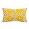 Kissen/dekorative nordische gelbe geometrische Tufted -Kissenbedeckung Streifenhäkelte Quasten Deckel Dekorative Dekorationskissen für Sofa