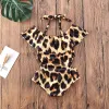 Swimswear 2023 Été Baby Swimswear Girls Bikini Halter Ruffle Leopard Bathing Costumes