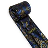 Bow Ties Retro Luxury Blue Gold Paisley Men Black Tie pour la fête de bureau Montage de mode Mandkerchief de bouffées de manchette