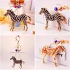 Anneaux clés Animal Zebra Horse Chaîne Pendant Car Keychain Accessoires ACCESSOIRES RHINISTON ENAMEL ALLIAGE D'ALLIAGE D'ALLIAGE ALLIAG