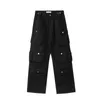 Men's Pants Spring Cargo Pants New Popular Rice White Multi Pocket Overalls Harajuku Stays Mens Loose Casual Trousers Straight SlippersL2405