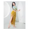 Stage Wear Belly Dance Trait Entrenamiento Gradiente de Gradiente TIPE Top Triangle Hanging Tassel Skirt Set