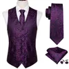 4pc Mens Silk Vest Party Wedding Purple Paislein